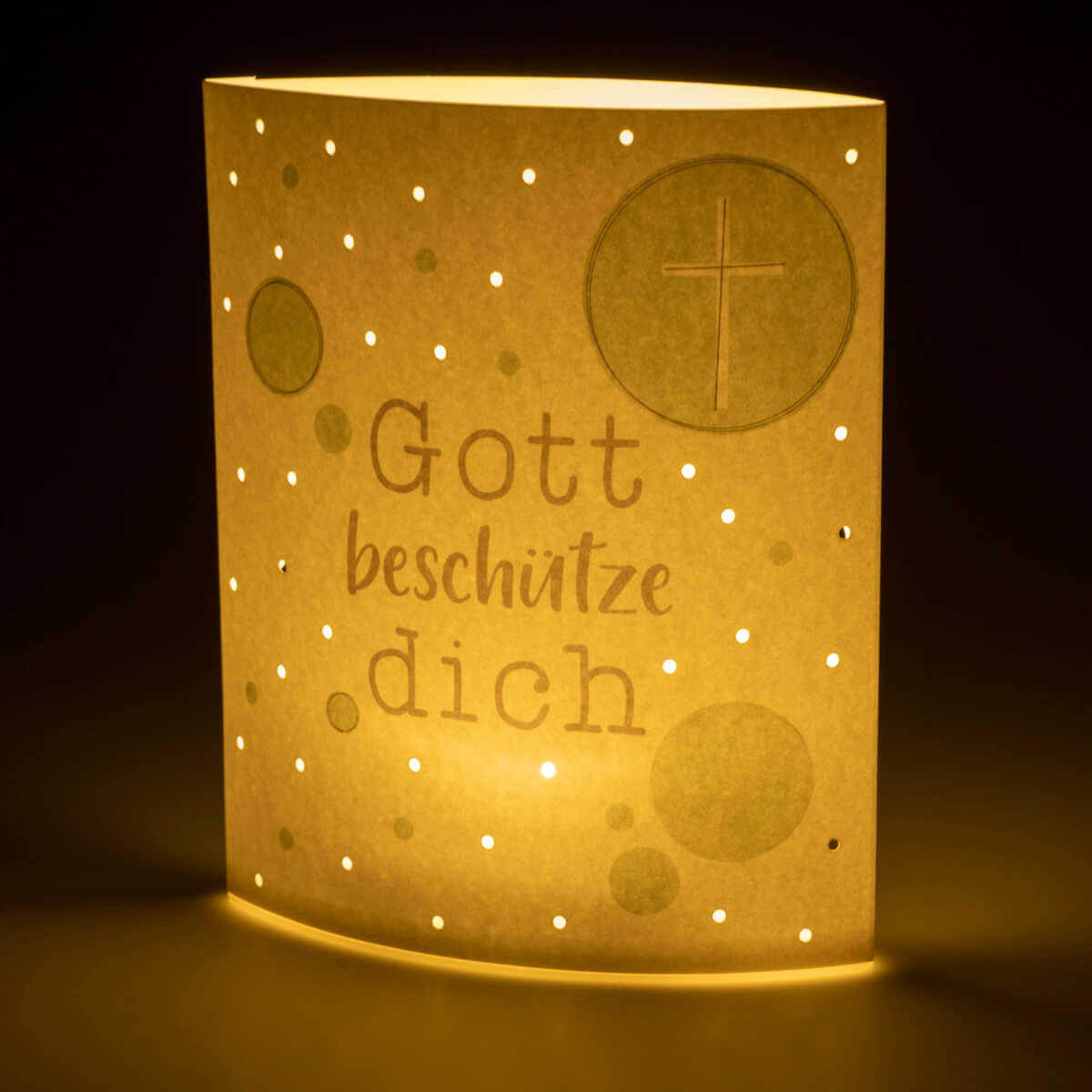 LED-Papierlaterne - Gott beschütze dich