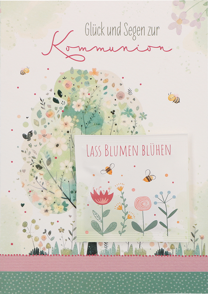 Kommunionkarte - Lass Blumen Blühen  & Blumensamen