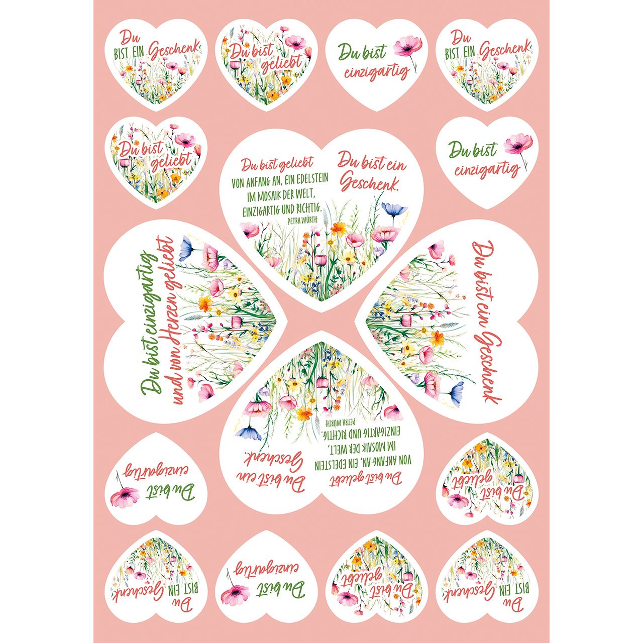 Aufkleber-Grußkarte – Du bist ein Geschenk & 4er Set