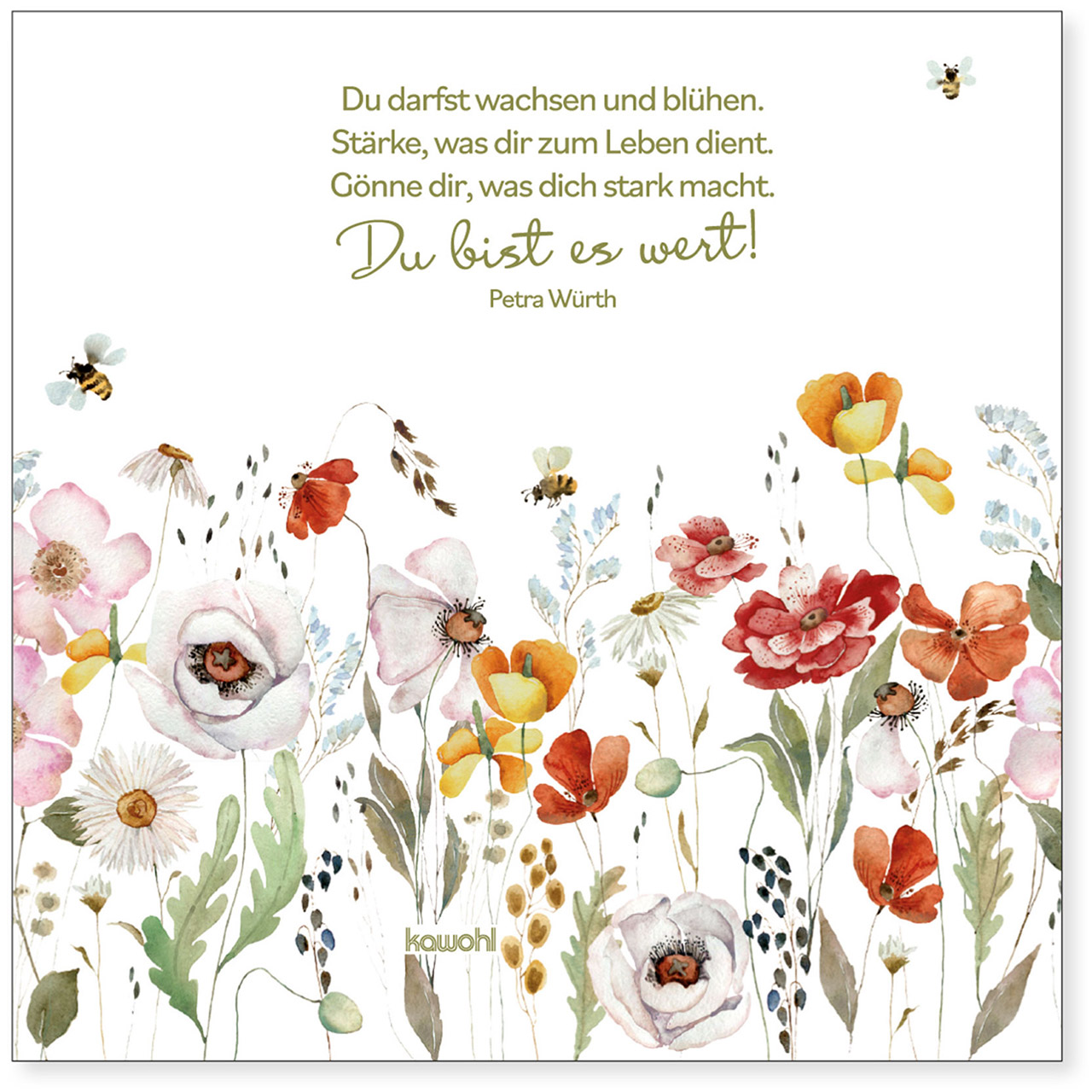 Servietten - Du bist so wertvoll & Blumen