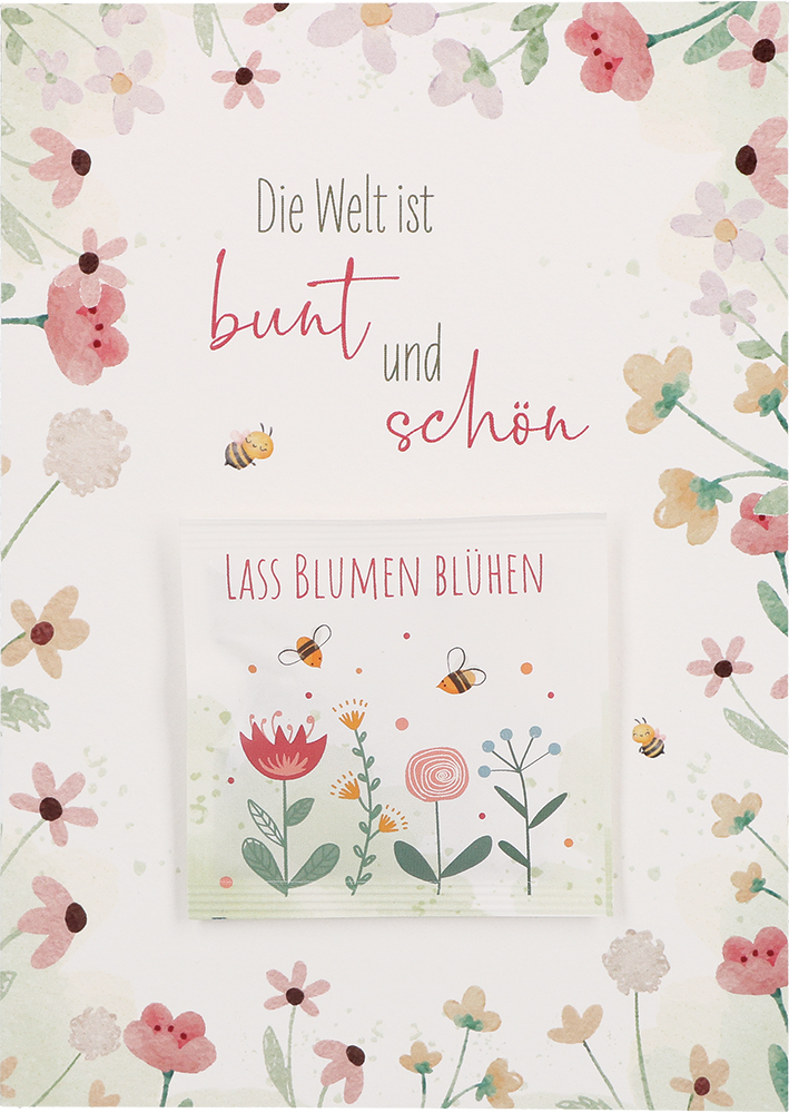 Kommunionkarte - Die Welt ist bunt und schön & Blumensamen