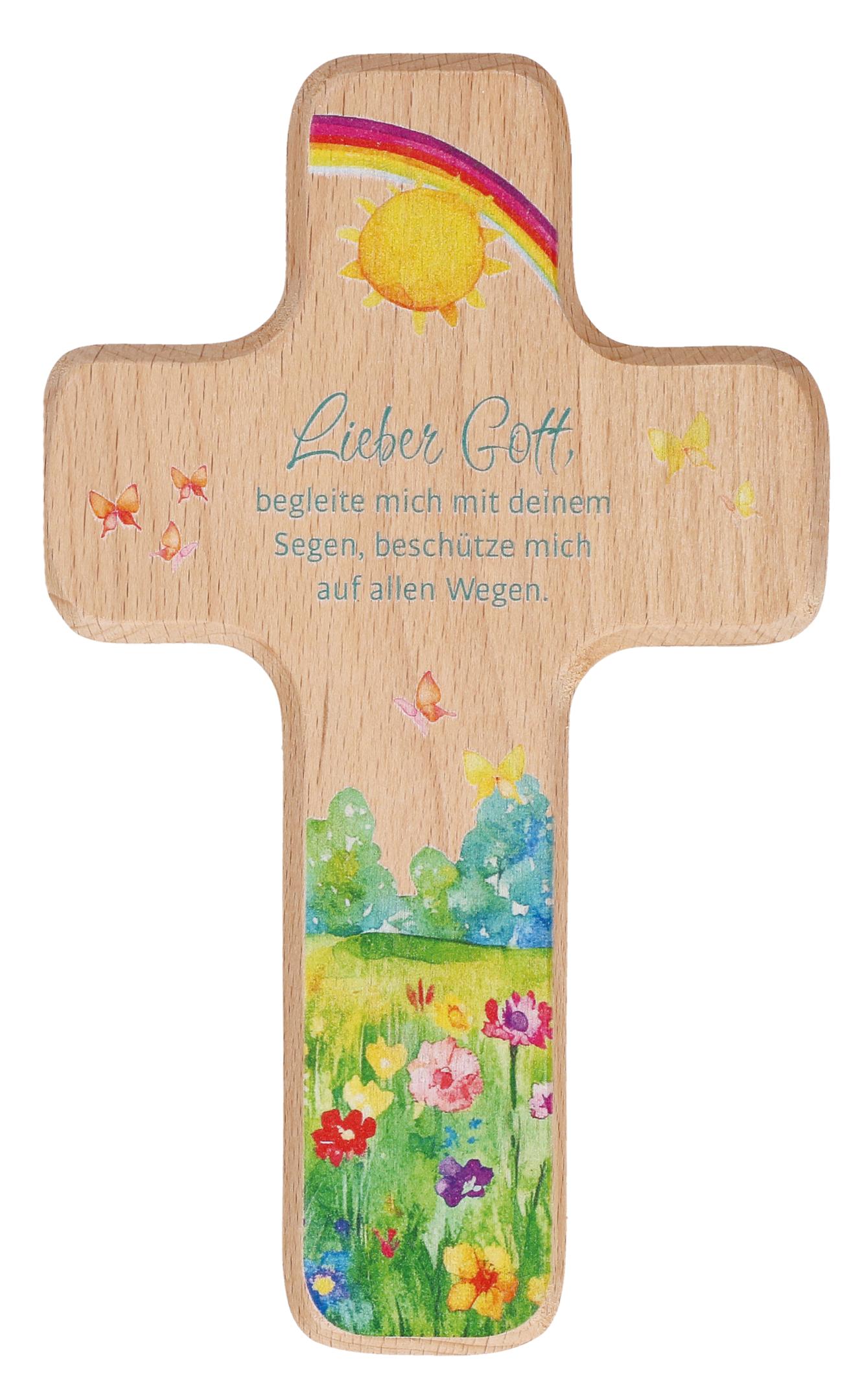 Kinderholzkreuz - Lieber Gott, begleite mich...