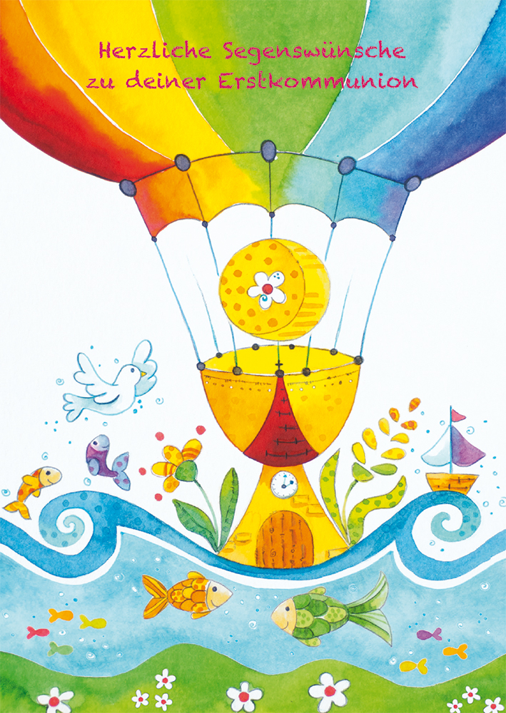Karte zur Kommunion - Segenswünsche & Heißluftballon Karte zur Kommunion - Segenswünsche & Heißluftballon