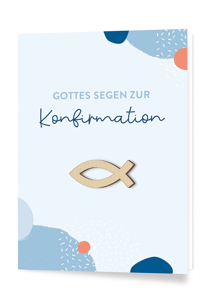 Karte zur Konfirmation – Gottes Segen & Fisch