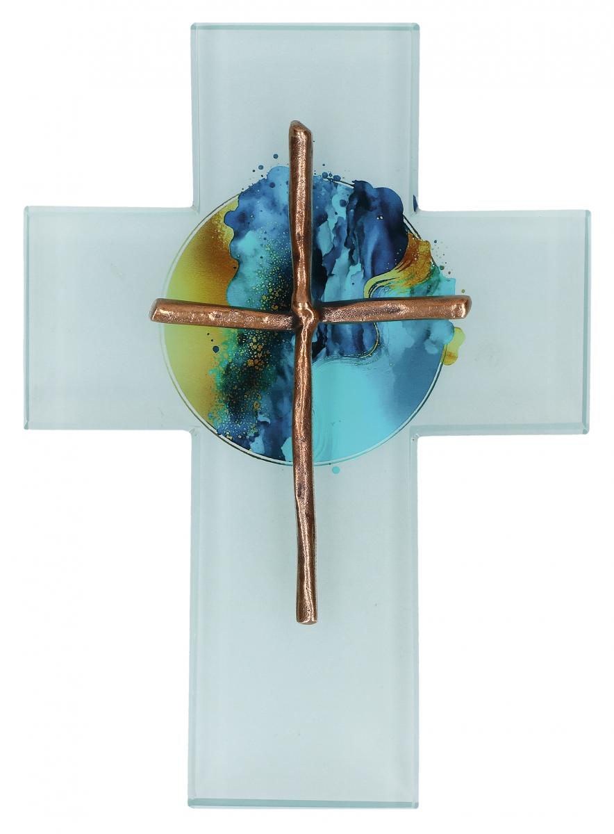 Wandkreuz - Bronzekreuz & Glas Wandkreuz - Bronzekreuz & Glas