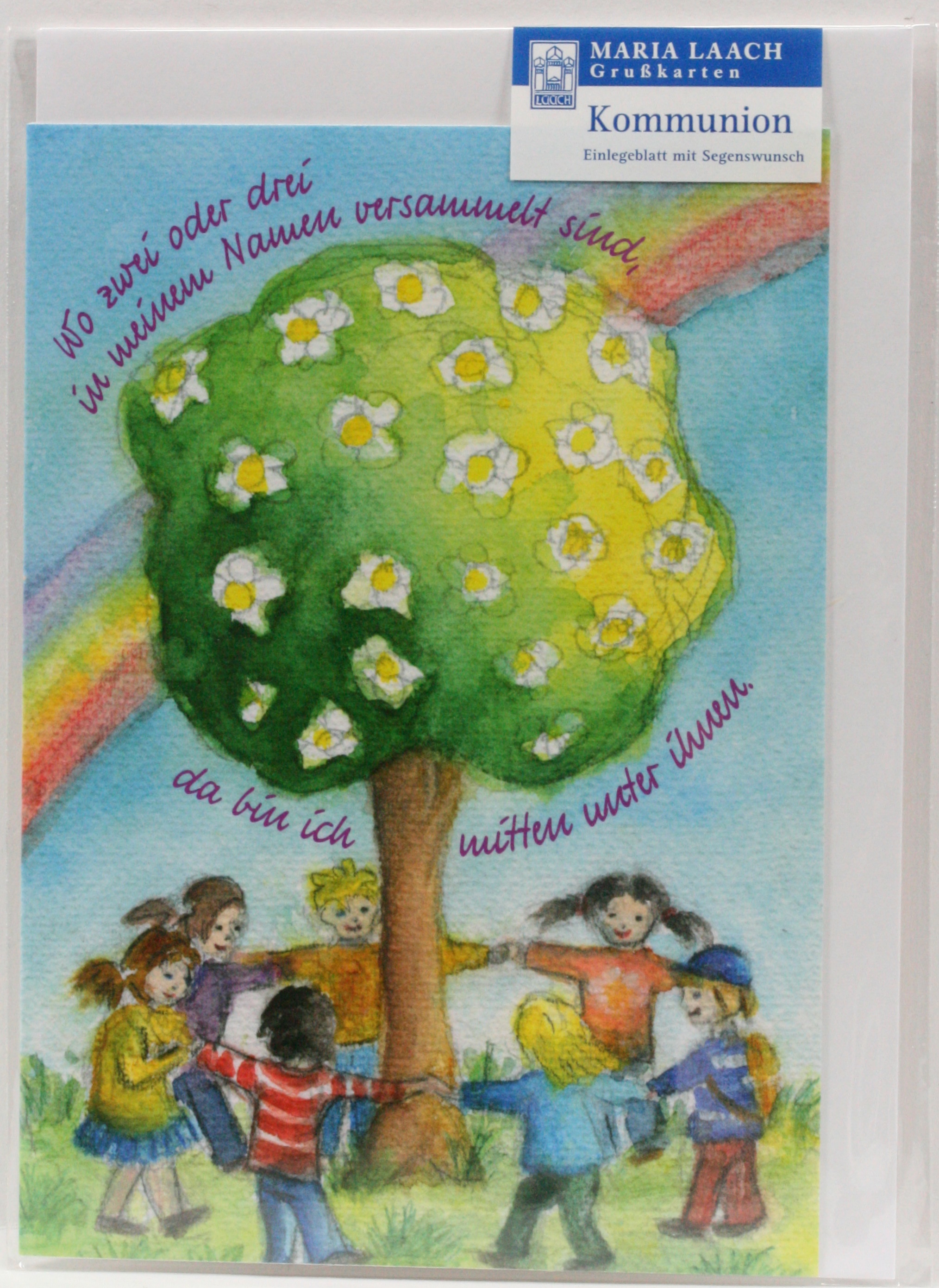 Kommunionkarte - Regenbogen & Lebensbaum Kommunionkarte - Regenbogen & Lebensbaum