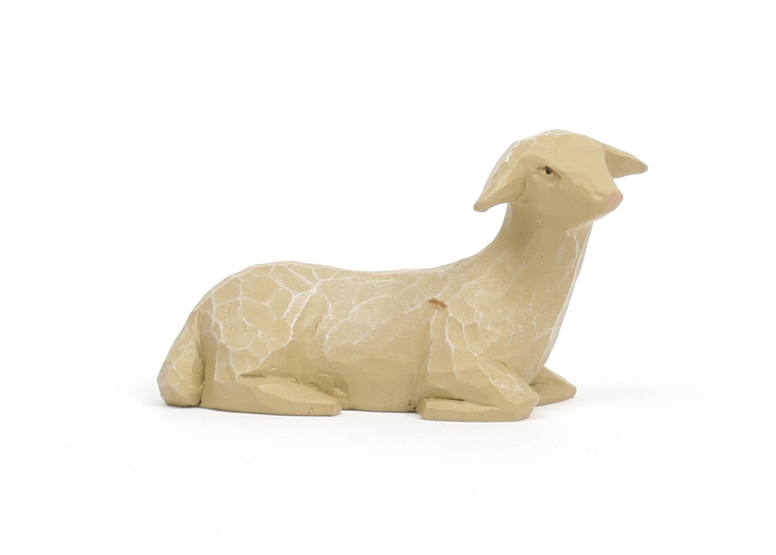 Gelenberg-Krippe - Schaf liegend, rechts schauend - 18 cm Gelenberg-Krippe - Schaf liegend, rechts schauend - 18 cm