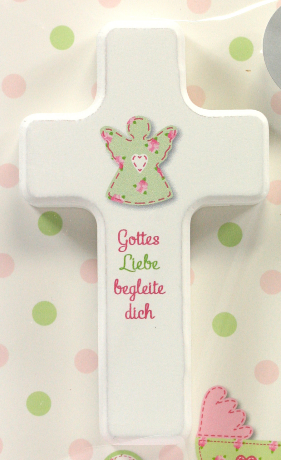 Karte zur Geburt - Kleines Mädchen & Holzkreuz Karte zur Geburt - Kleines Mädchen & Holzkreuz