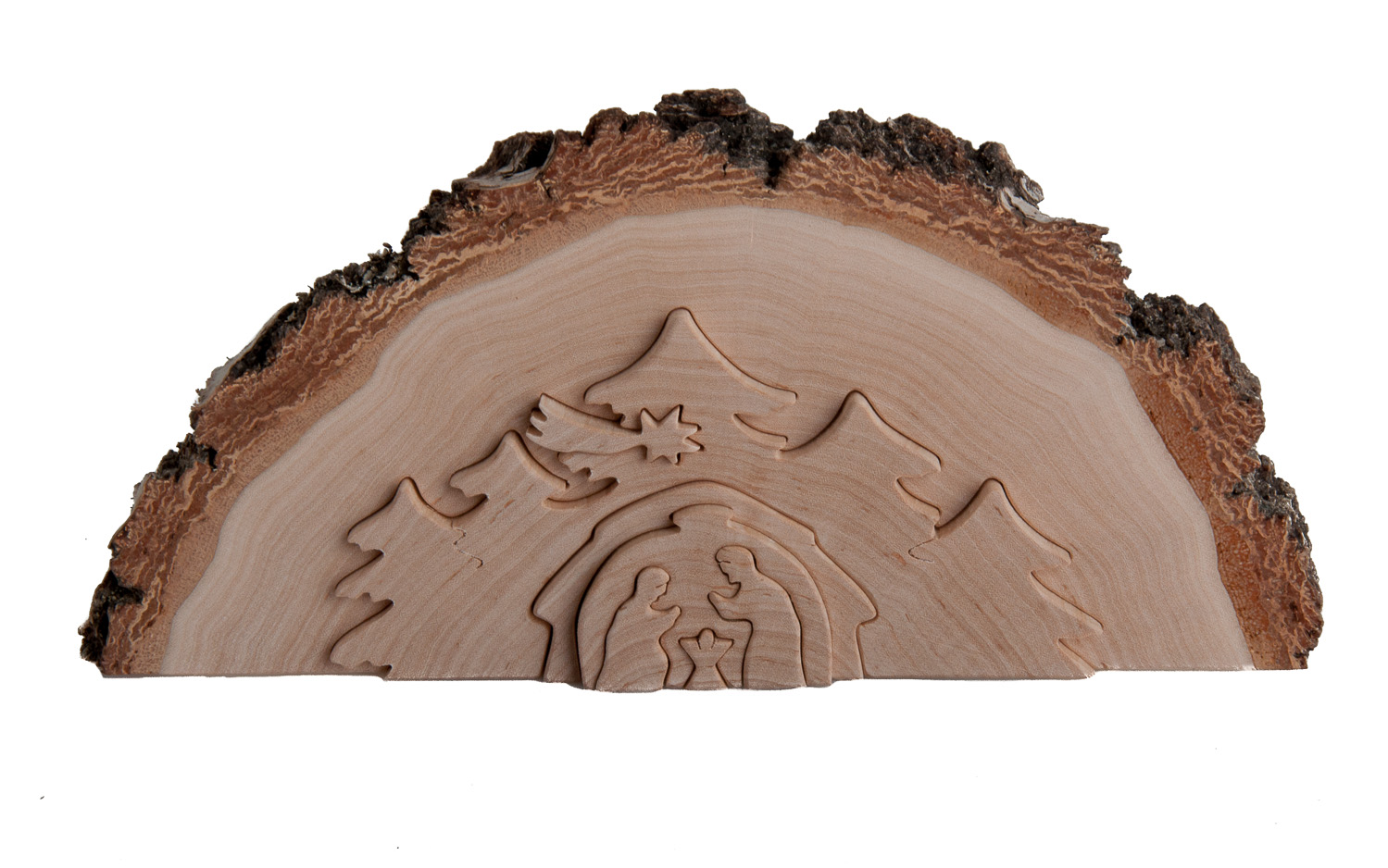 Blockkrippe - Puzzle & Birke mit Borke Blockkrippe - Puzzle & Birke mit Borke