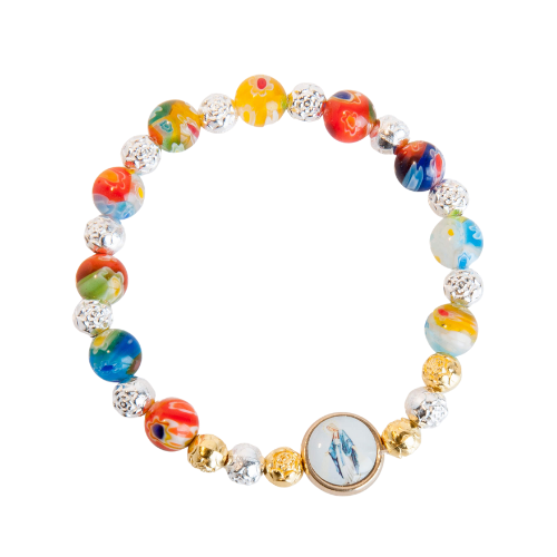 Armband - Rosenperlen und Marienmedaillon Armband - Rosenperlen und Marienmedaillon