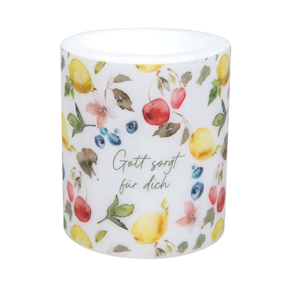 Windlicht – Gott sorgt für dich & Wachskerze