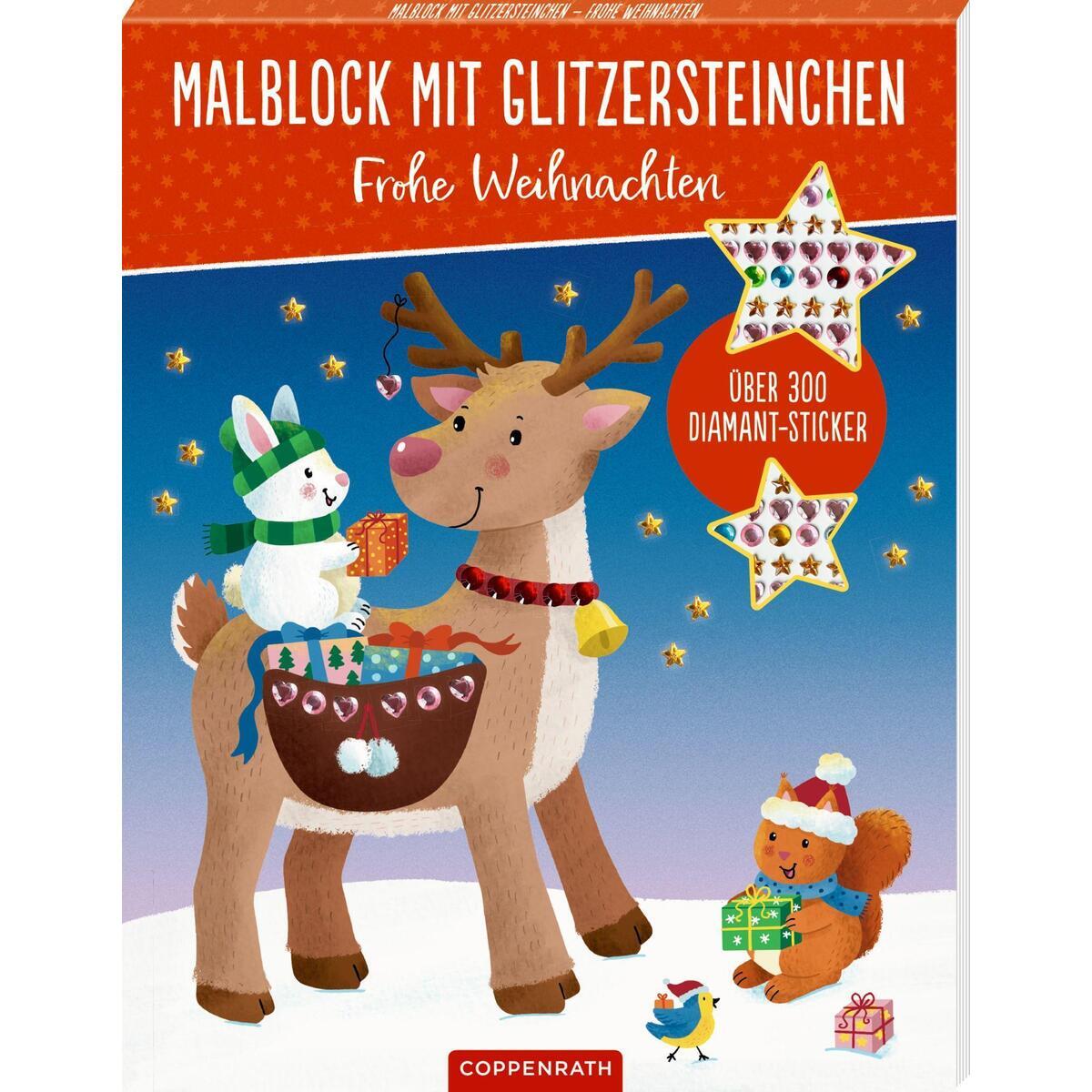 Malblock - Frohe Weihnachten & Glitzersteine