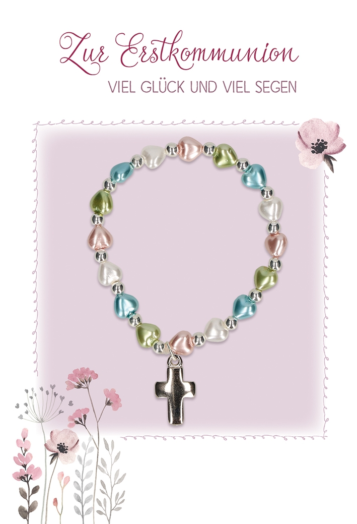 Karte zur Kommunion - Gott segnet uns & Armband Karte zur Kommunion - Gott segnet uns & Armband