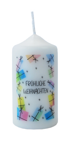 Weihnachtskerze - Fröhliche Weihnachten & Geschenktüte