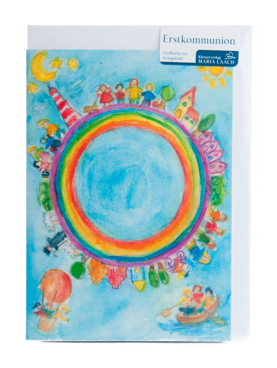 Karte zur Erstkommunion - Er hält die ganze Welt in seiner Hand Karte zur Erstkommunion - Er hält die ganze Welt in seiner Hand