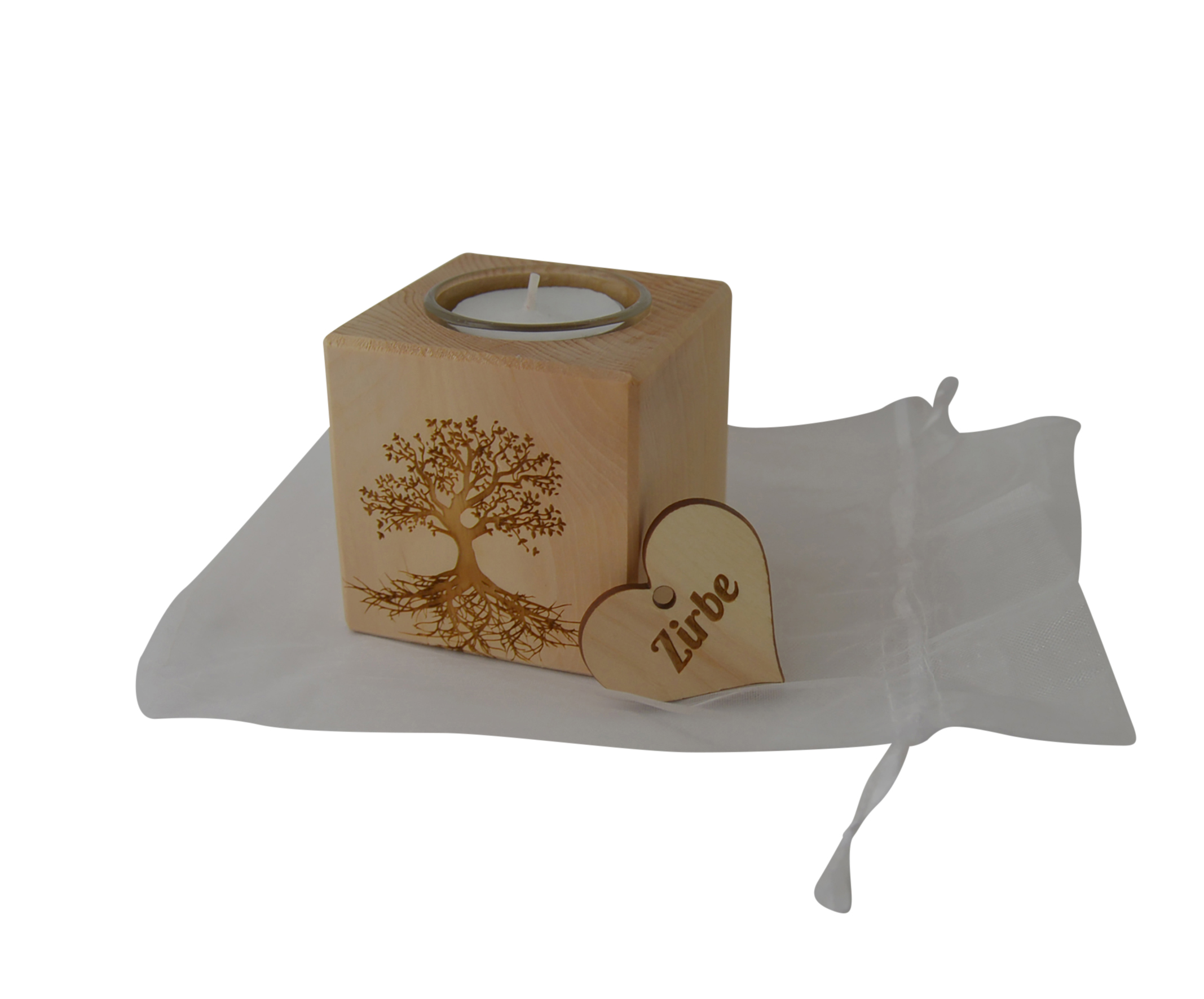 Teelichthalter - Lebensbaum & Zirbenholz Teelichthalter - Lebensbaum & Zirbenholz