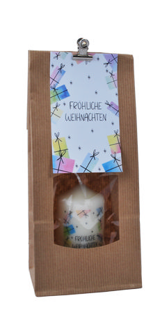 Weihnachtskerze - Fröhliche Weihnachten & Geschenktüte