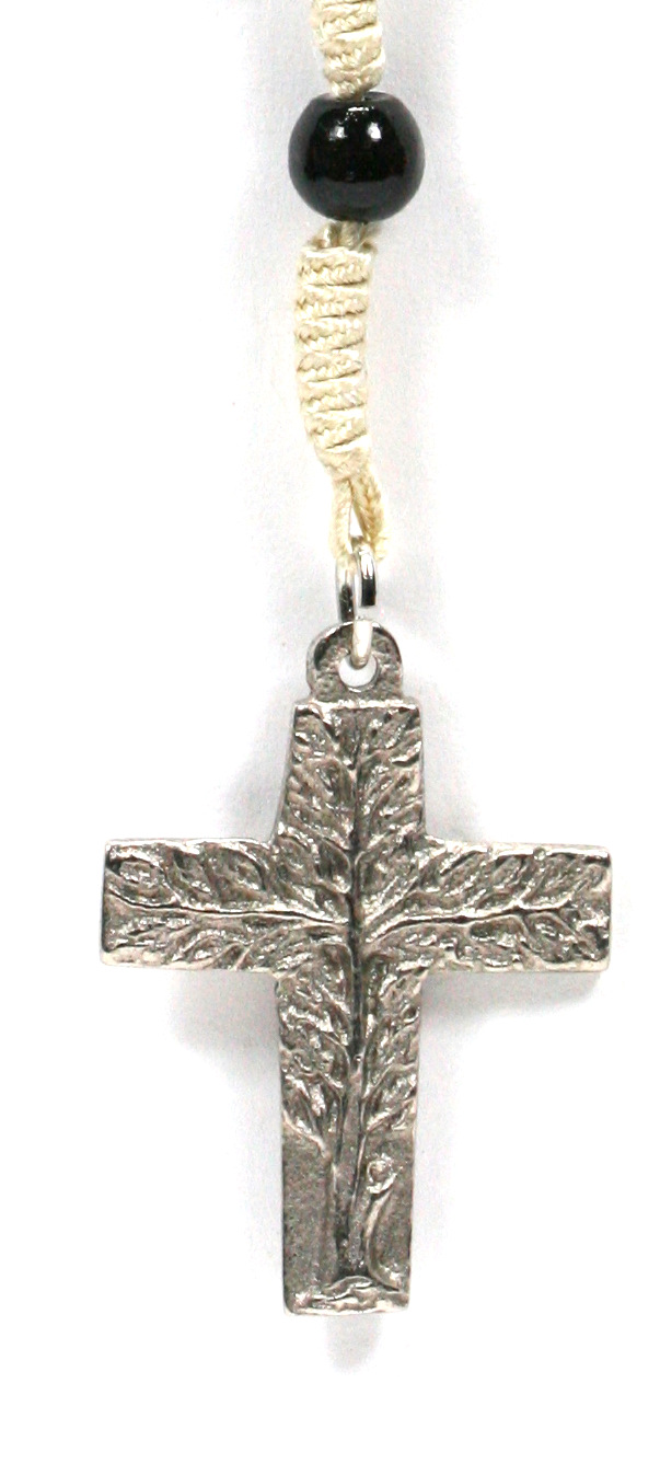 Rosenkranz - Schwarze Holzperle & Lebensbaum-Kreuz