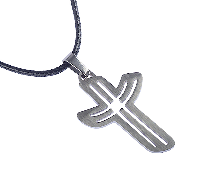 Halskette - Edelstahlkreuz & geschwungen Halskette - Edelstahlkreuz & geschwungen