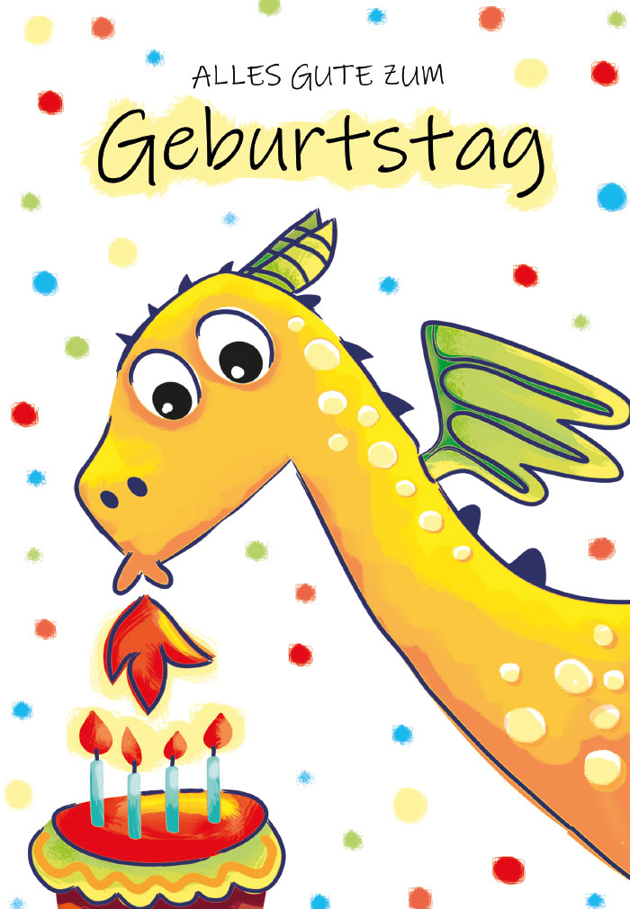 Karte zum Geburtstag - Kindergeburtstag & Drache