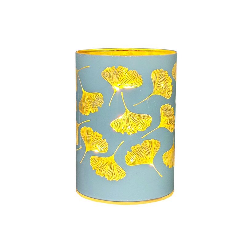 LED-Windlicht - Ginkgo weiß