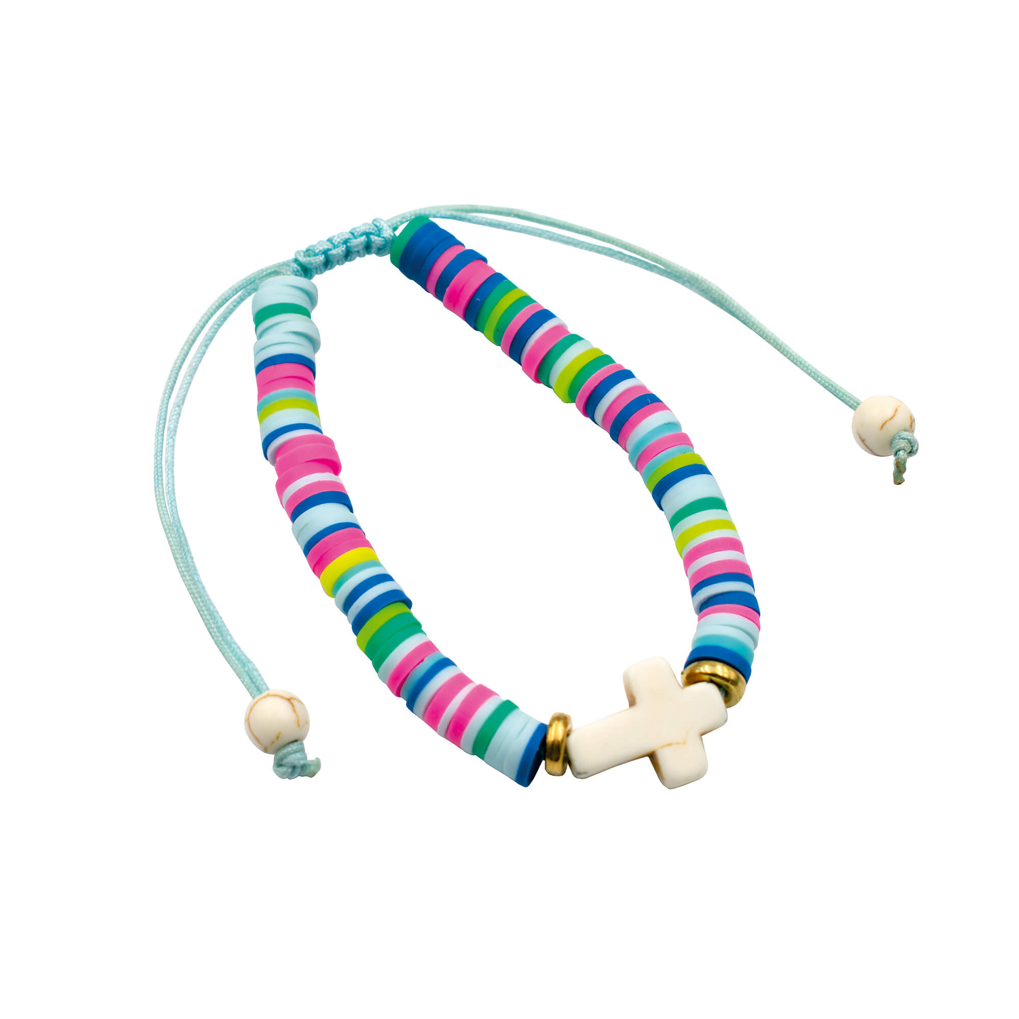 Armband – Kreuz & Bunte Perlen
