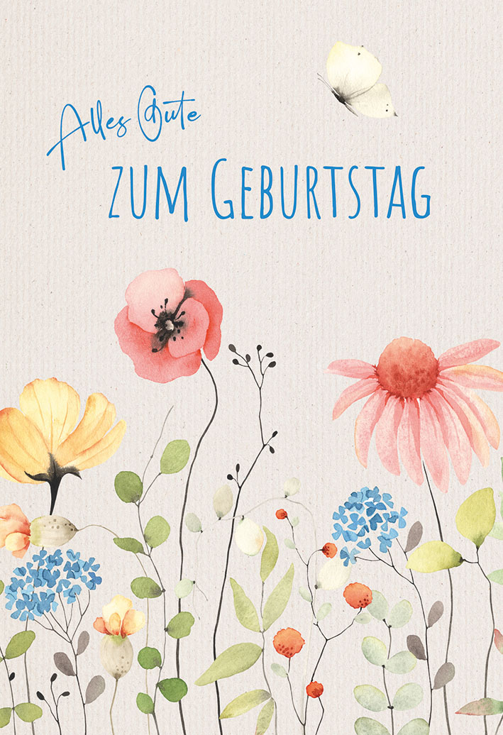 Karte zum Geburtstag - Alles Gute & Blumen Karte zum Geburtstag - Alles Gute & Blumen