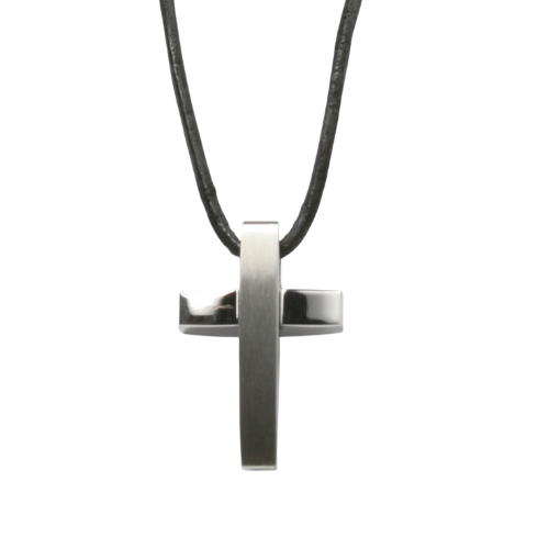 Halskette - Stahlkreuz Gewölbt & Schlicht Halskette - Stahlkreuz Gewölbt & Schlicht