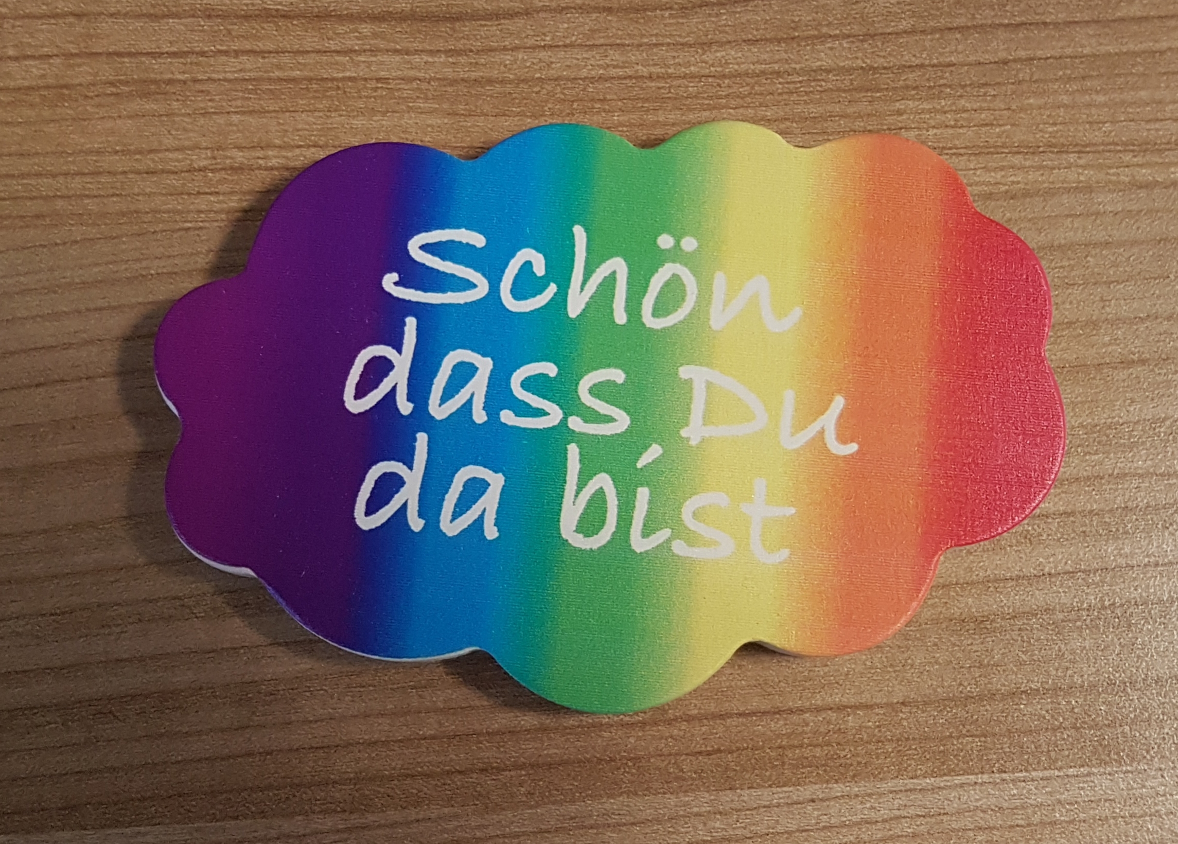 Holz-Wolke - Schön, dass du da bist & Regenbogen