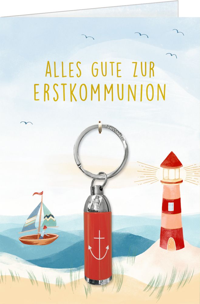 Kommunionkarte - Leuchtturm & rote Taschenlampe Kommunionkarte - Leuchtturm & rote Taschenlampe