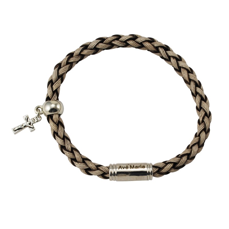 Armband Kreuz & Braunes Flechtband Armband Kreuz & Braunes Flechtband