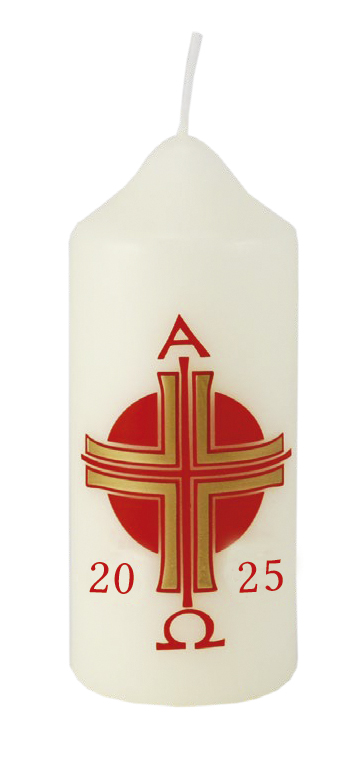 Kleine Osterkerze - Rotes Kreuz & Jahreszahl