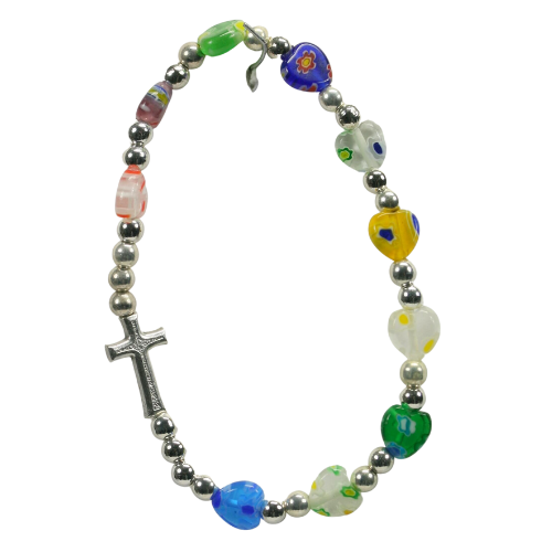 Armband - Muranoherzen, Perlen & Kreuzchen Armband - Muranoherzen, Perlen & Kreuzchen