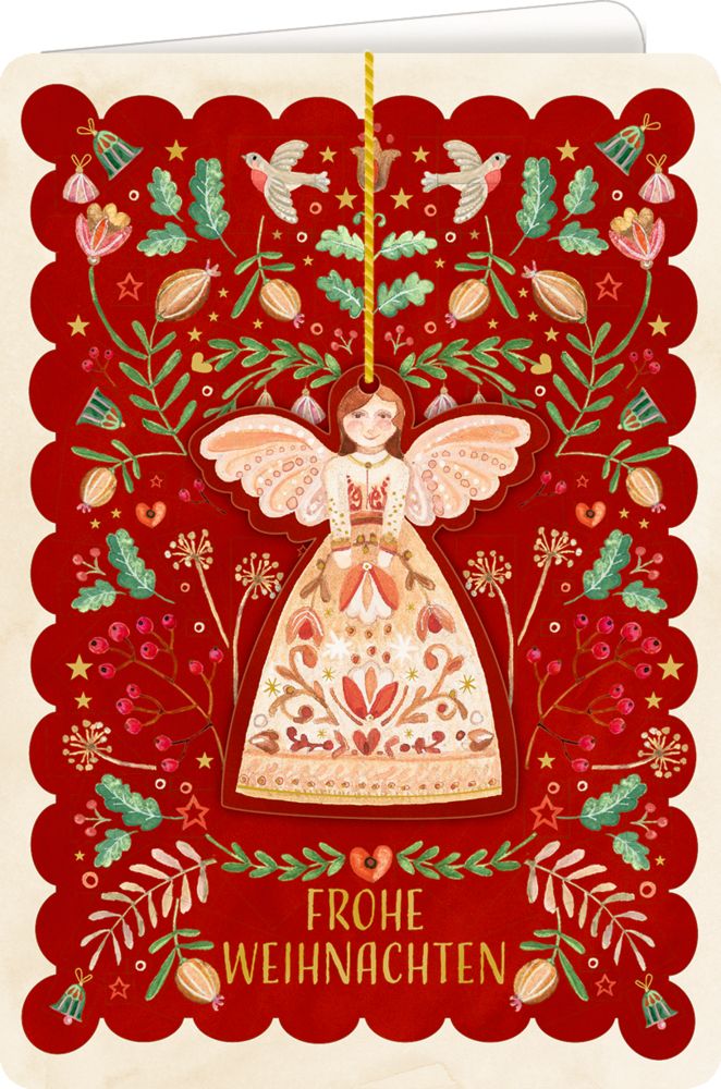 Weihnachtskarte - Frohe Weihnachten & Engelanhänger