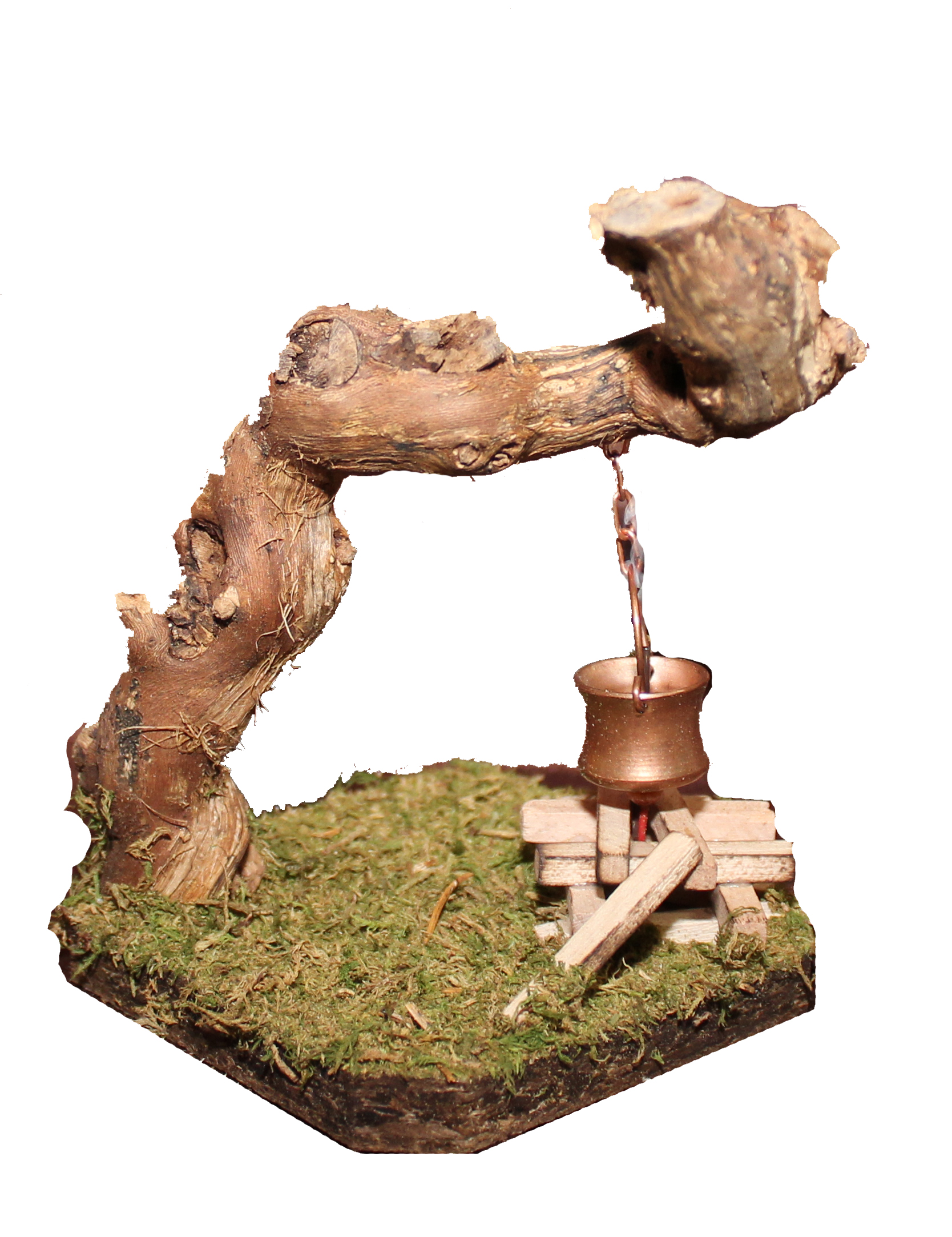 Krippenzubehör - Rauchlagerfeuer mit Beleuchtung & Wurzel Krippenzubehör - Rauchlagerfeuer mit Beleuchtung & Wurzel