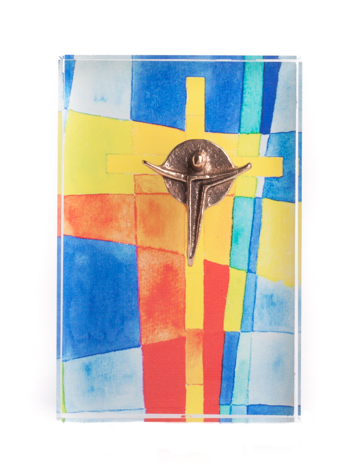 Glasquader - Kreuz mit Bronzekorpus Glasquader - Kreuz mit Bronzekorpus