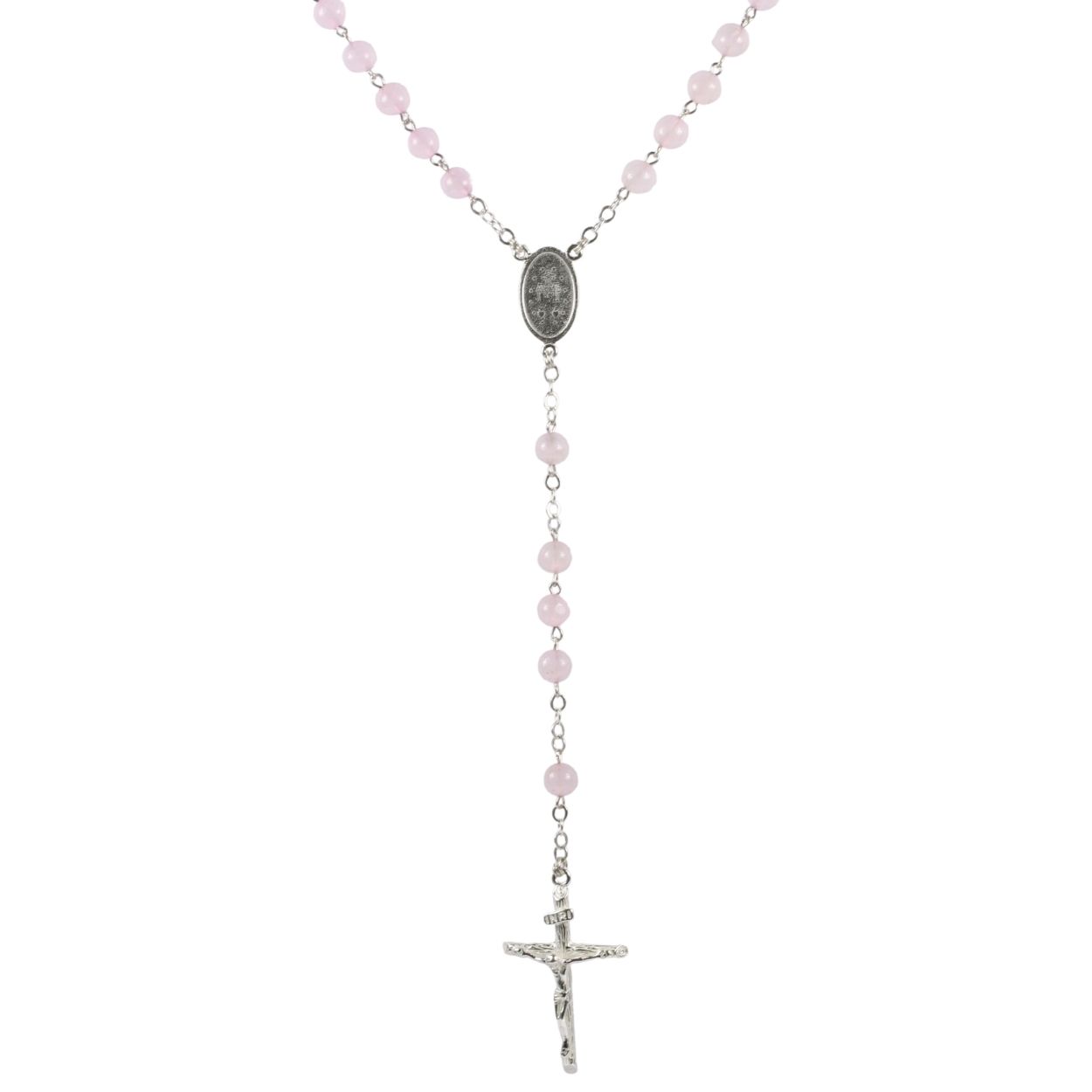 Rosenkranz - Rosenquarz & Silber-Kreuz Rosenkranz - Rosenquarz & Silber-Kreuz