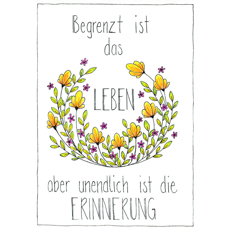 Trauerkarte - Begrenzt ist das Leben - & Naturpapier