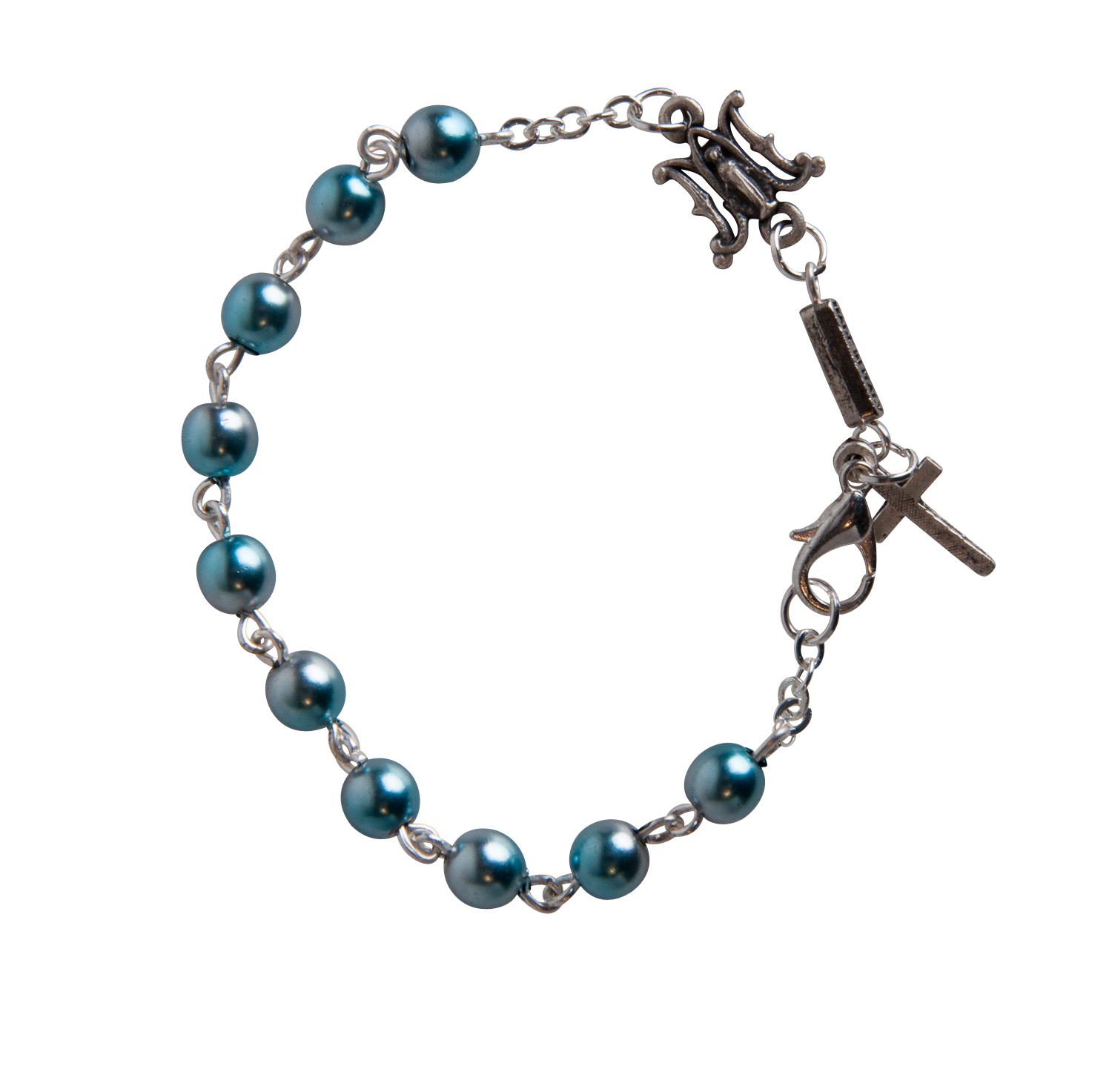 Rosenkranz Armband - Hellblau glänzende Perle Rosenkranz Armband - Hellblau glänzende Perle