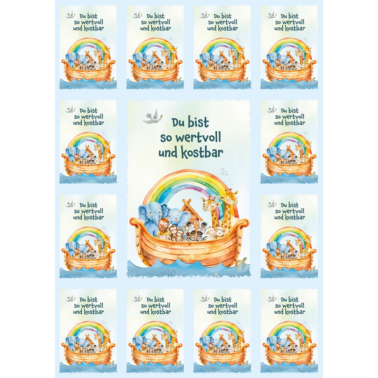 Aufkleber-Grußkarte – Du bist so wertvoll und kostbar & 4er Set