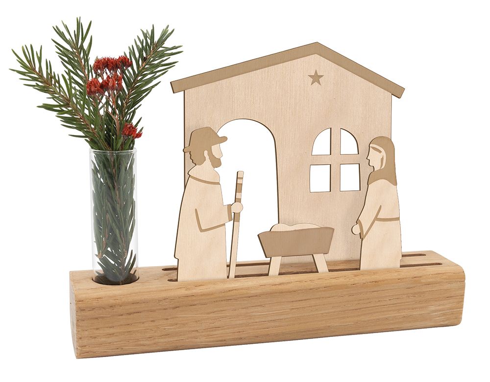 Blockkrippe - Heilige Familie & Blumenvase Blockkrippe - Heilige Familie & Blumenvase