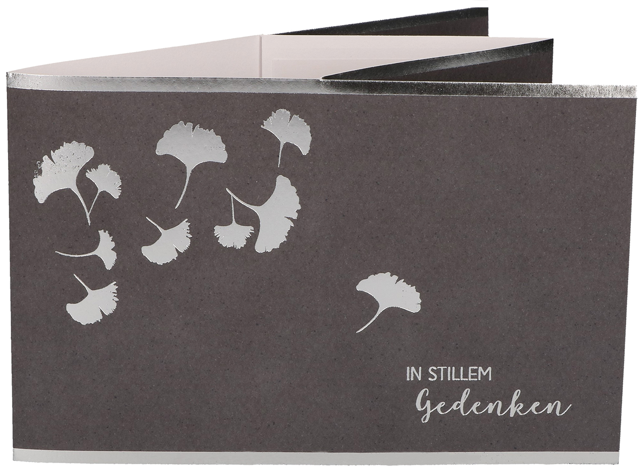 Teelichtkarte  zur Trauer - In stillem Gedenken & Gingkoblatt Teelichtkarte  zur Trauer - In stillem Gedenken & Gingkoblatt