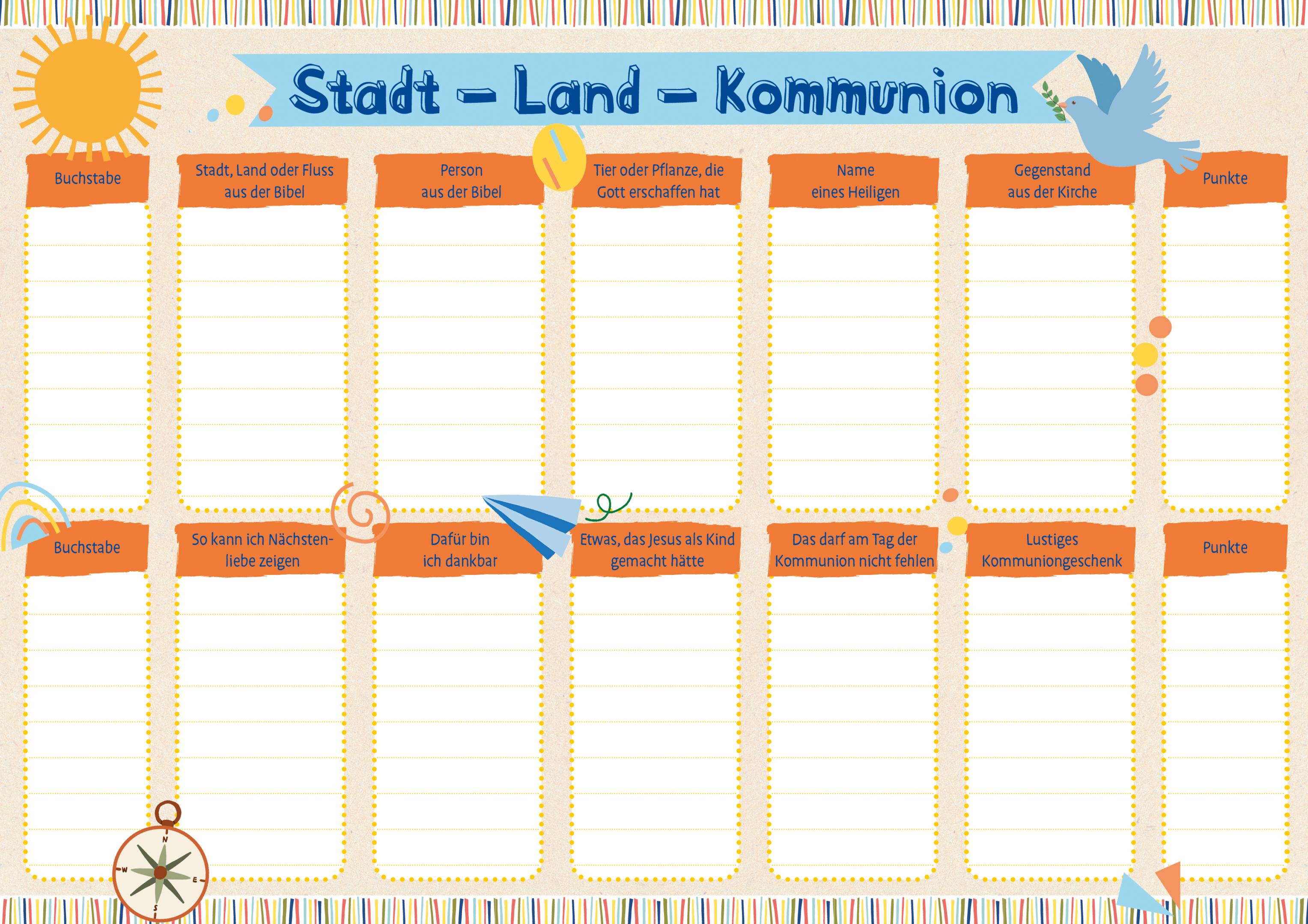 Spiel zur Kommunion - Stadt, Land, Kommunion