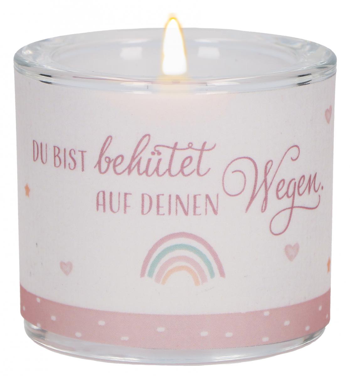 Glaswindlicht zur Taufe - Du bist behütet... & Rosa Glaswindlicht zur Taufe - Du bist behütet... & Rosa