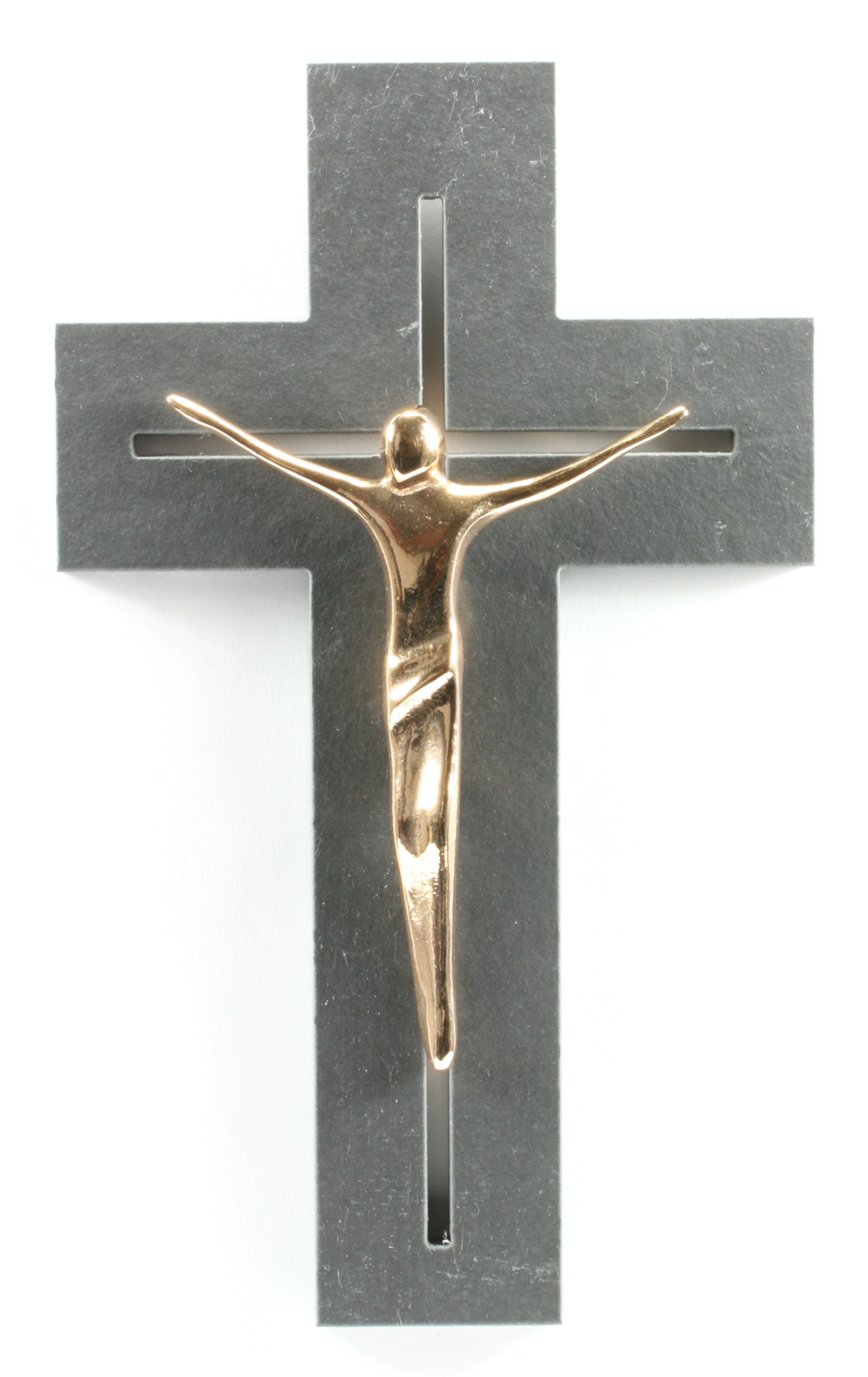Schieferkreuz - Längliche Form & Bronze-Korpus Schieferkreuz - Längliche Form & Bronze-Korpus