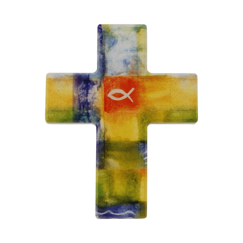 Holzkreuz - Fisch und Wasser Holzkreuz - Fisch und Wasser