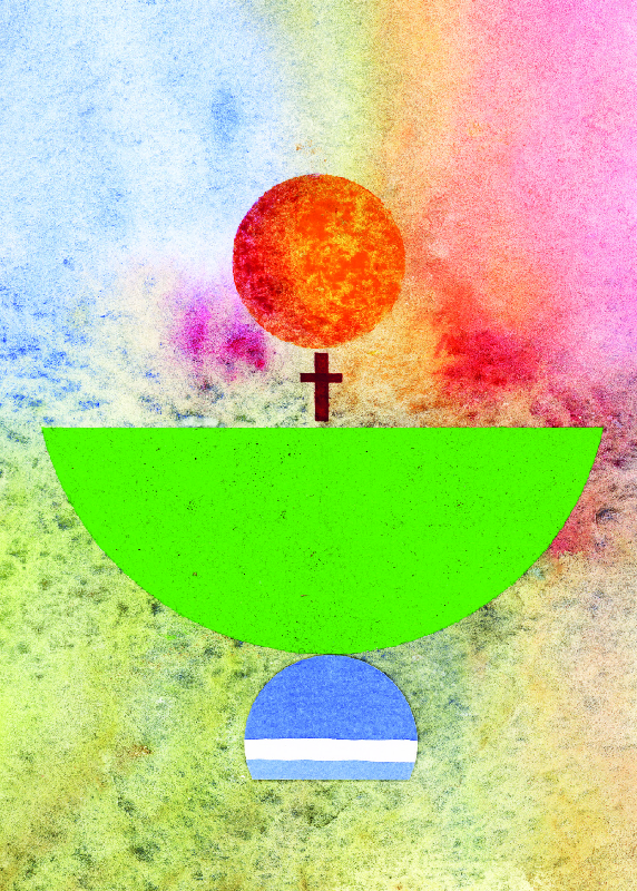 Karte zur Kommunion – Kelch & Grün