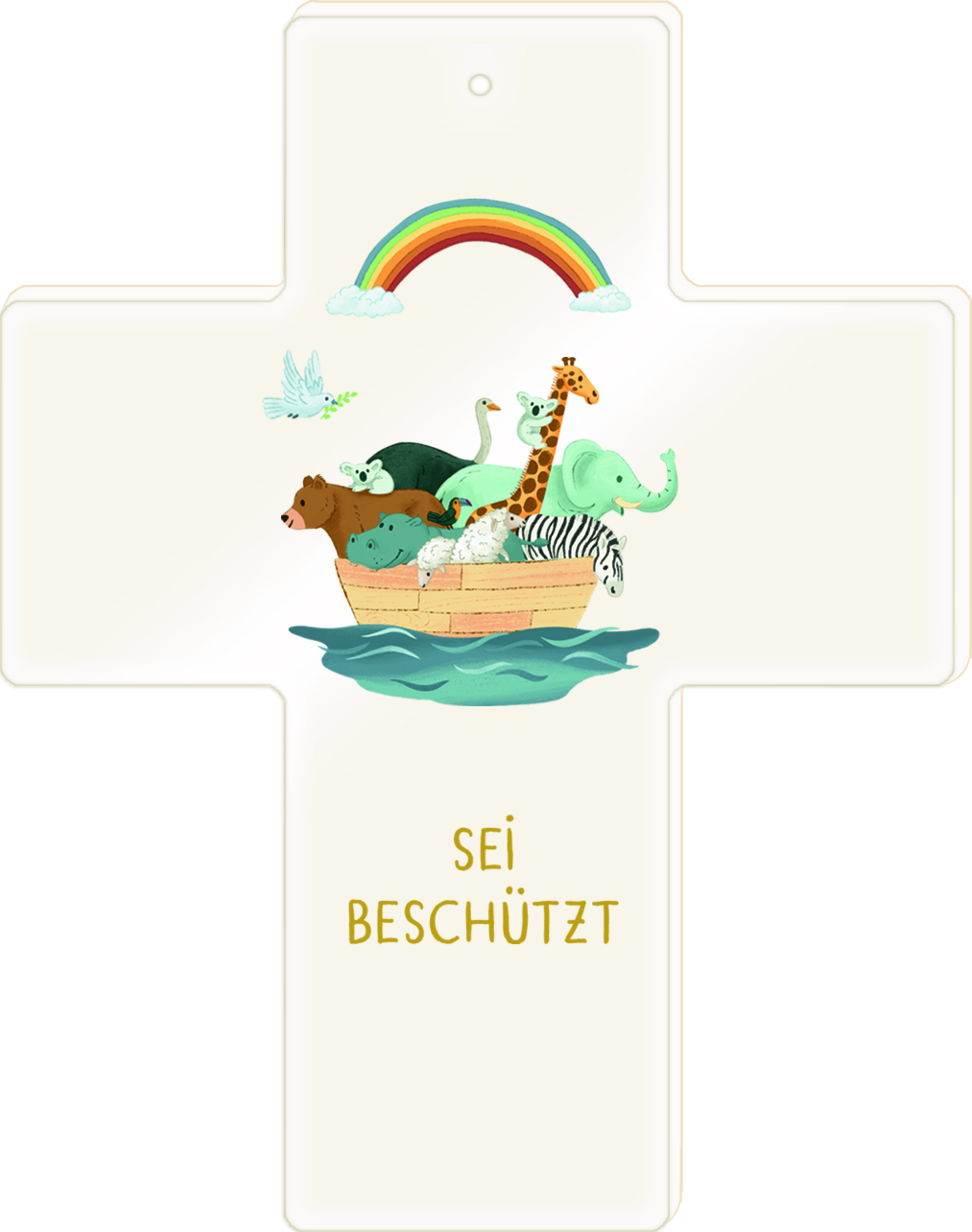 Porzellankreuz zur Taufe - Sei beschützt