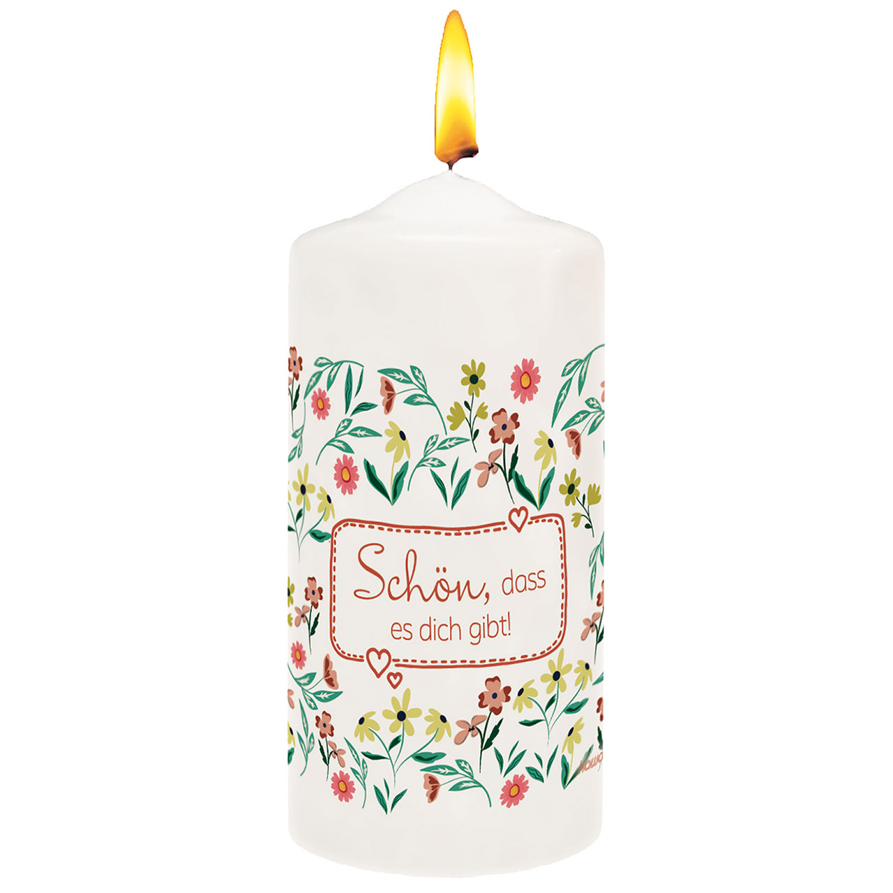 Tischkerze - Schön, dass es dich gibt & Blumen Tischkerze - Schön, dass es dich gibt & Blumen