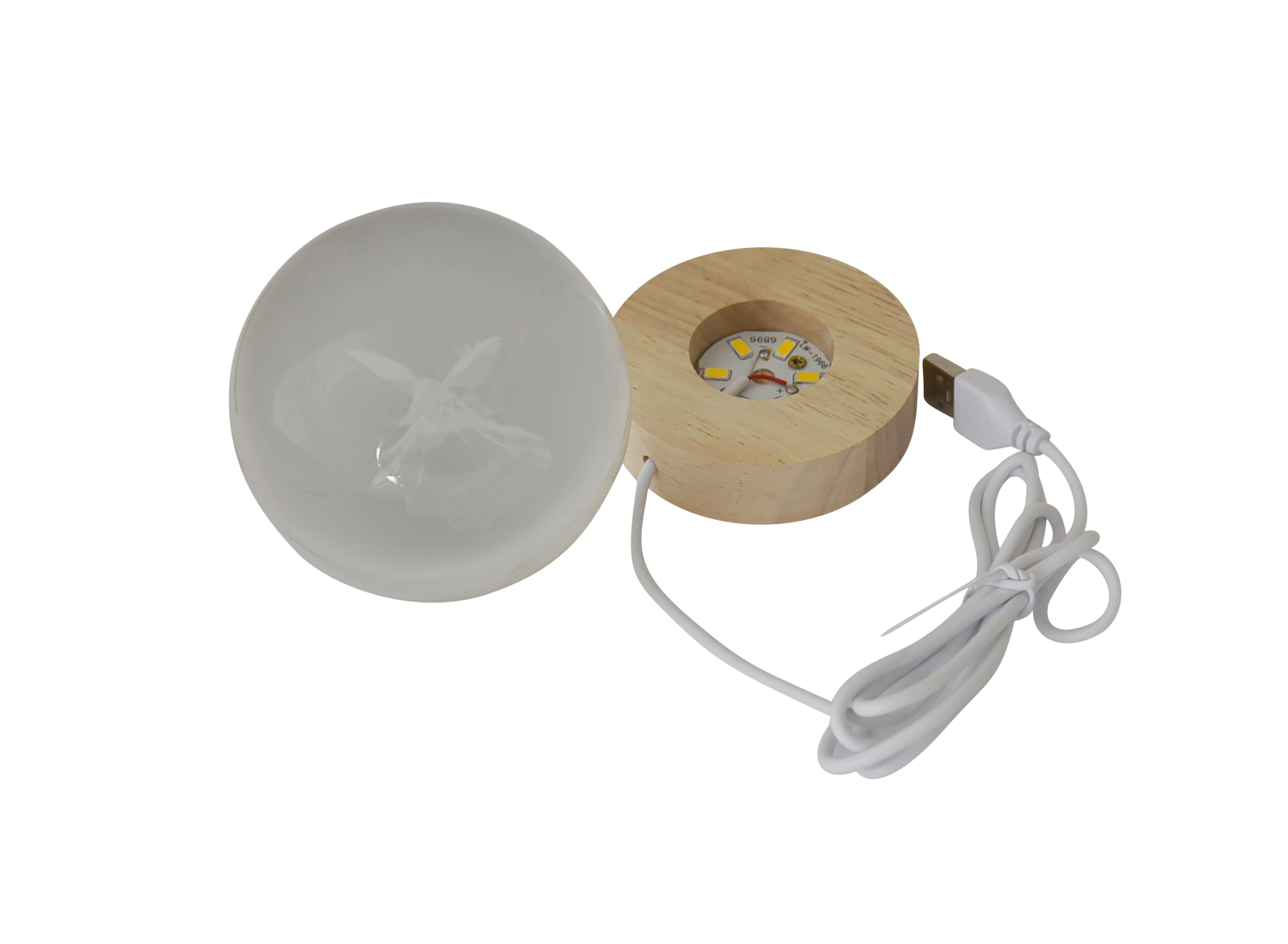LED-Holzständer - Glaskugel Engel LED-Holzständer - Glaskugel Engel